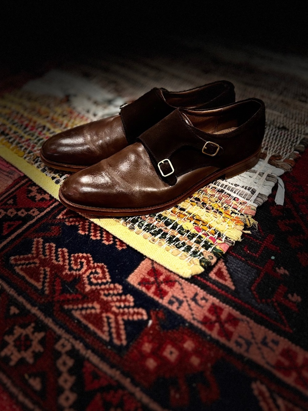 Gordon Rush Double Monk Strap Brown Leather Dress Shoes Mens 14